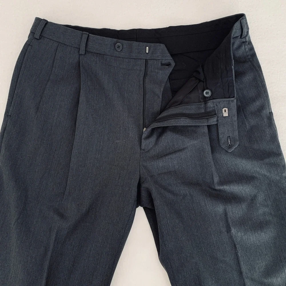 Brooks Brothers Dress Pants Men 36x32 Charcoal Grey Pleated Madison Fit Wool